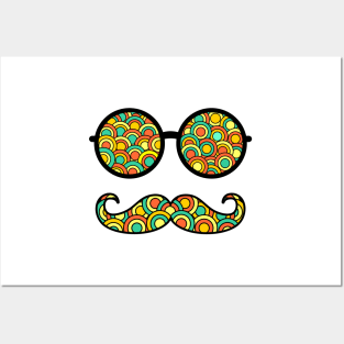 Retro Hipster Mustache Posters and Art